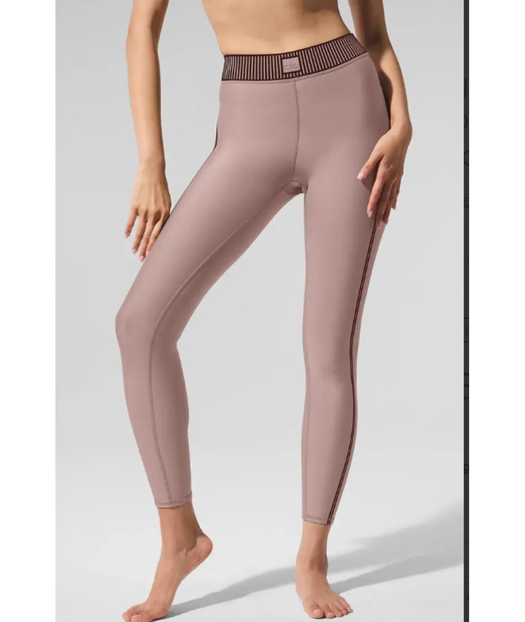 ALO YOGA Коричневые синтетические леггинсы и велосипедки, фото 4