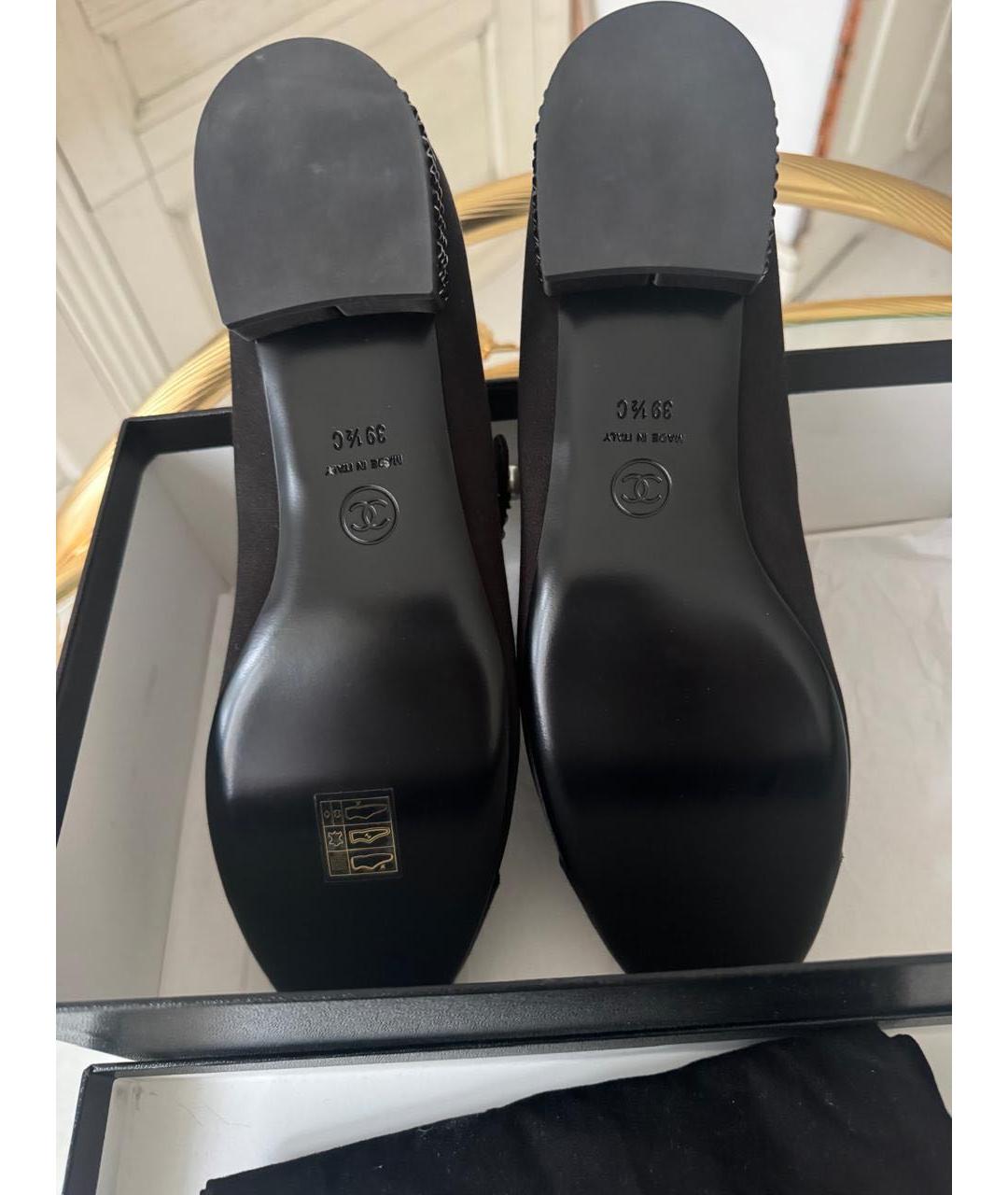 CHANEL Черные текстильные туфли, фото 4