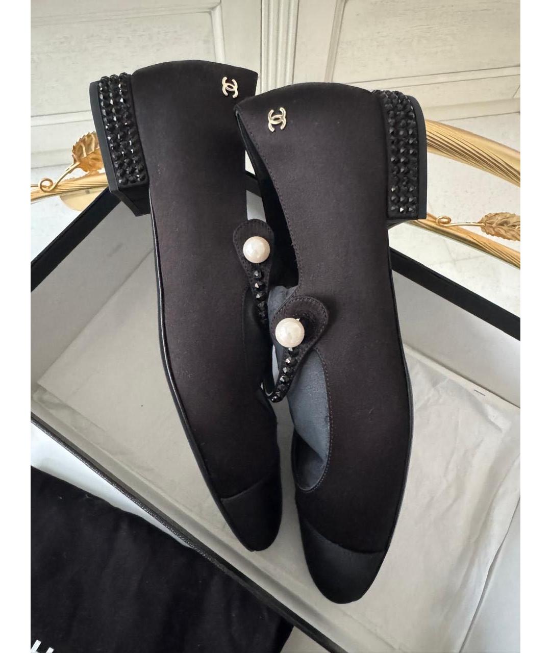 CHANEL Черные текстильные туфли, фото 6