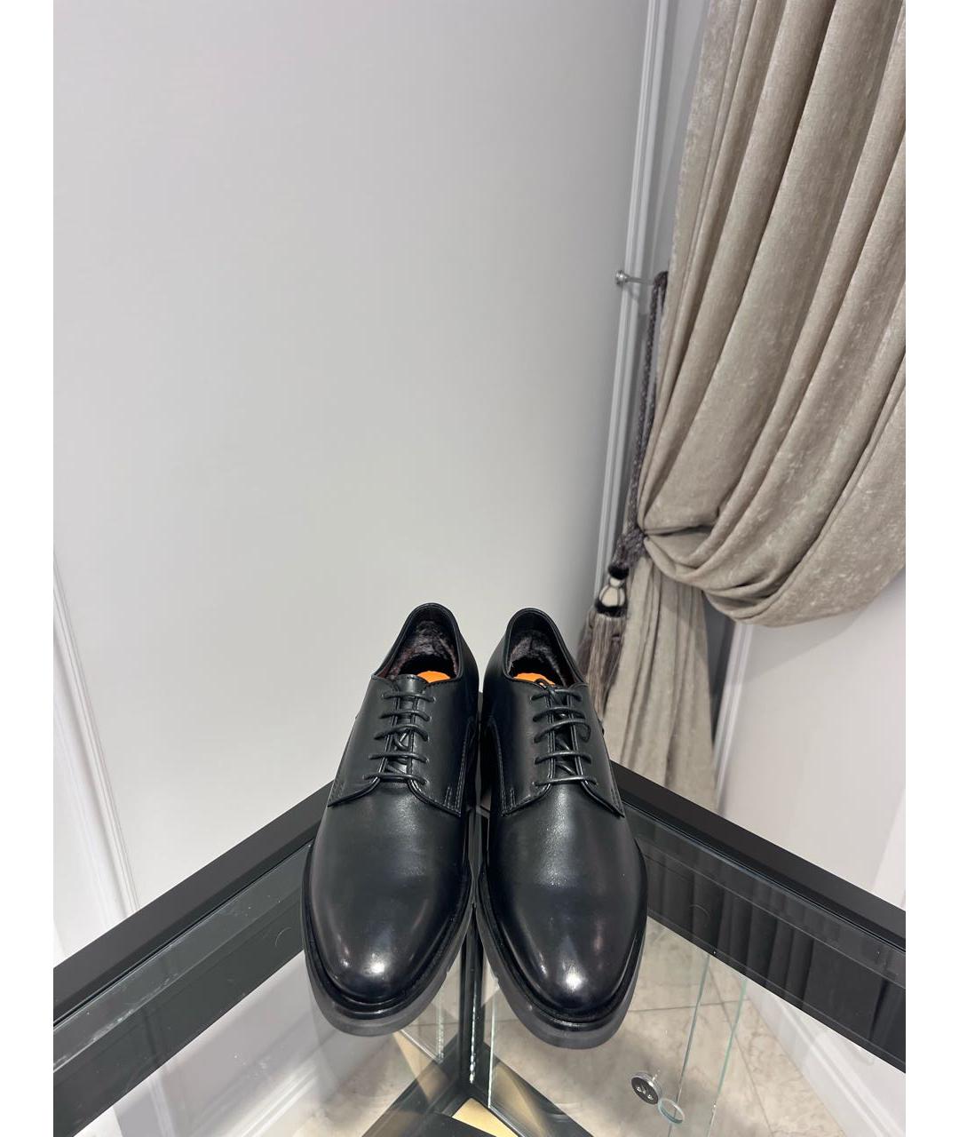 SANTONI Черные кожаные туфли, фото 2
