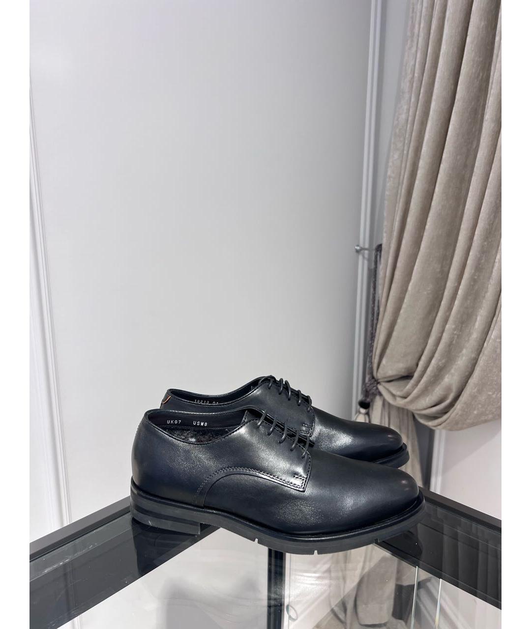 SANTONI Черные кожаные туфли, фото 3