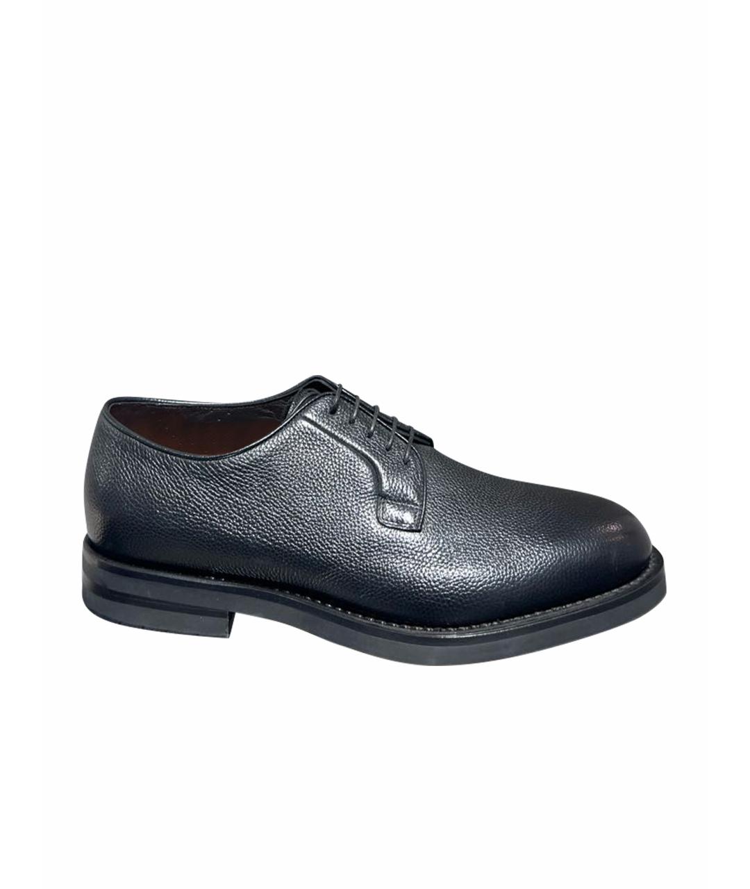 SANTONI Черные кожаные туфли, фото 1