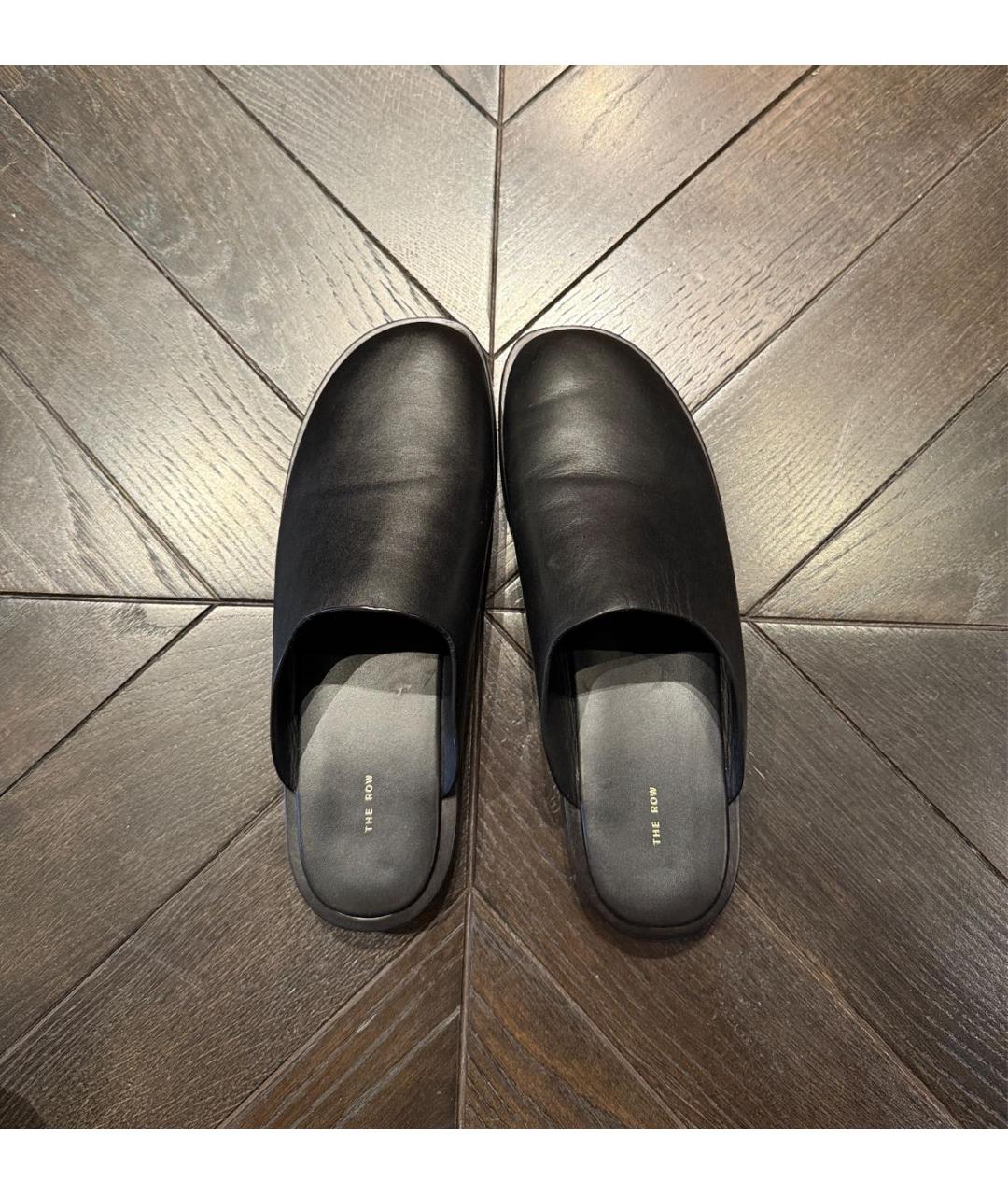 THE ROW Черные кожаные мюли, фото 2