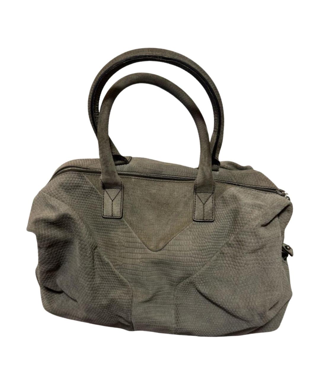 SAINT LAURENT Хаки замшевая сумка с короткими ручками, фото 1