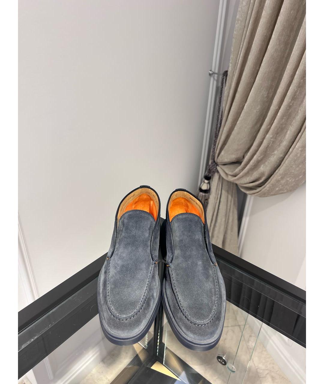 SANTONI Темно-синие замшевые низкие ботинки, фото 2