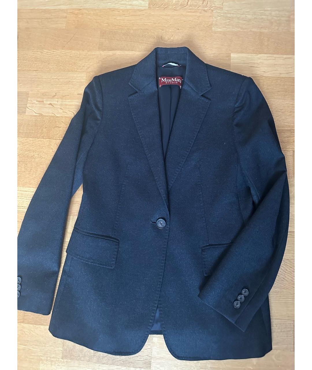 MAX MARA STUDIO Черный шерстяной жакет/пиджак, фото 8