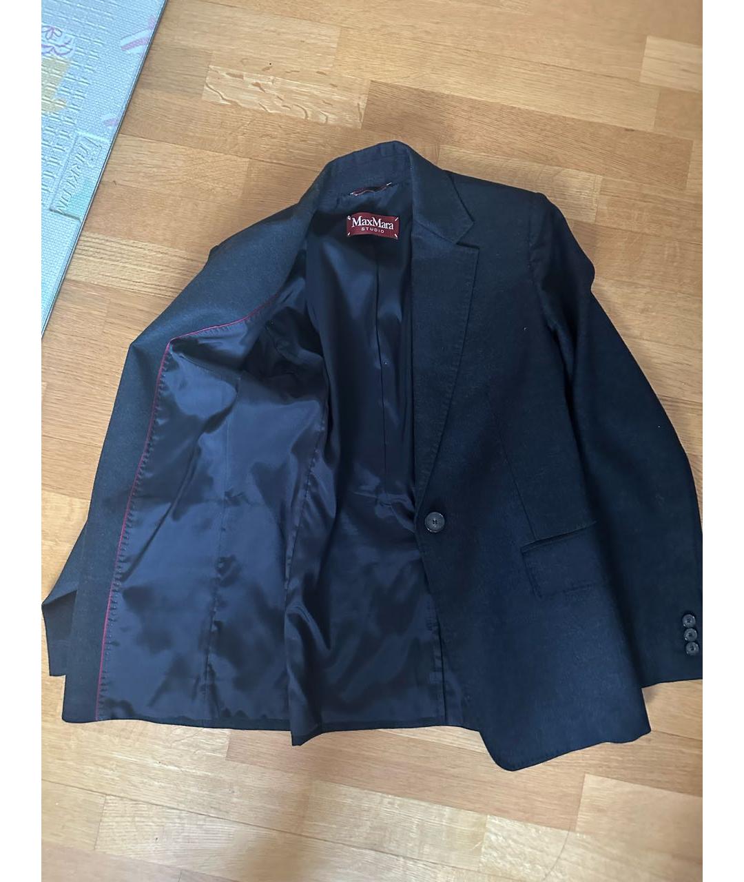 MAX MARA STUDIO Черный шерстяной жакет/пиджак, фото 7