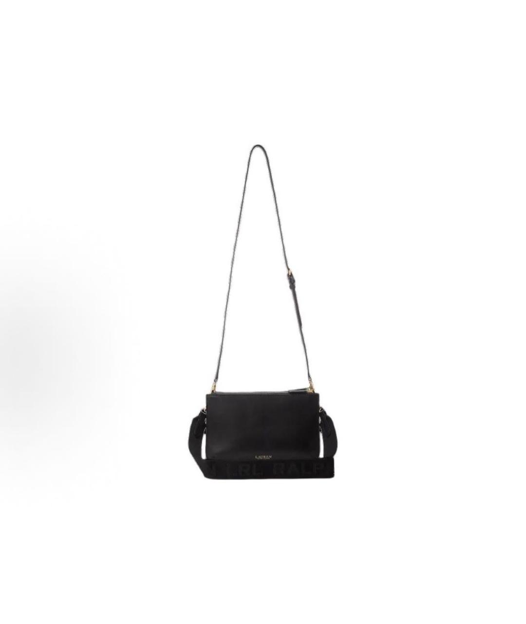 RALPH LAUREN Черная кожаная сумка через плечо, фото 5