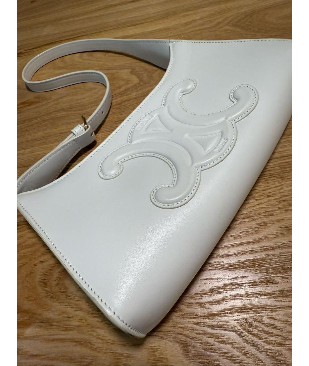 CELINE Белая кожаная сумка через плечо, фото 5