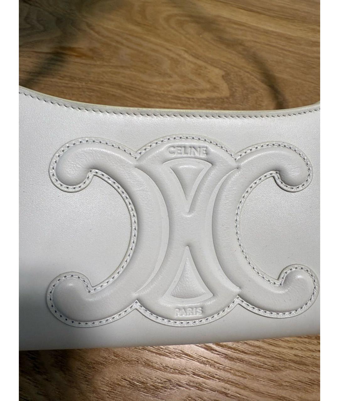CELINE Белая кожаная сумка через плечо, фото 8