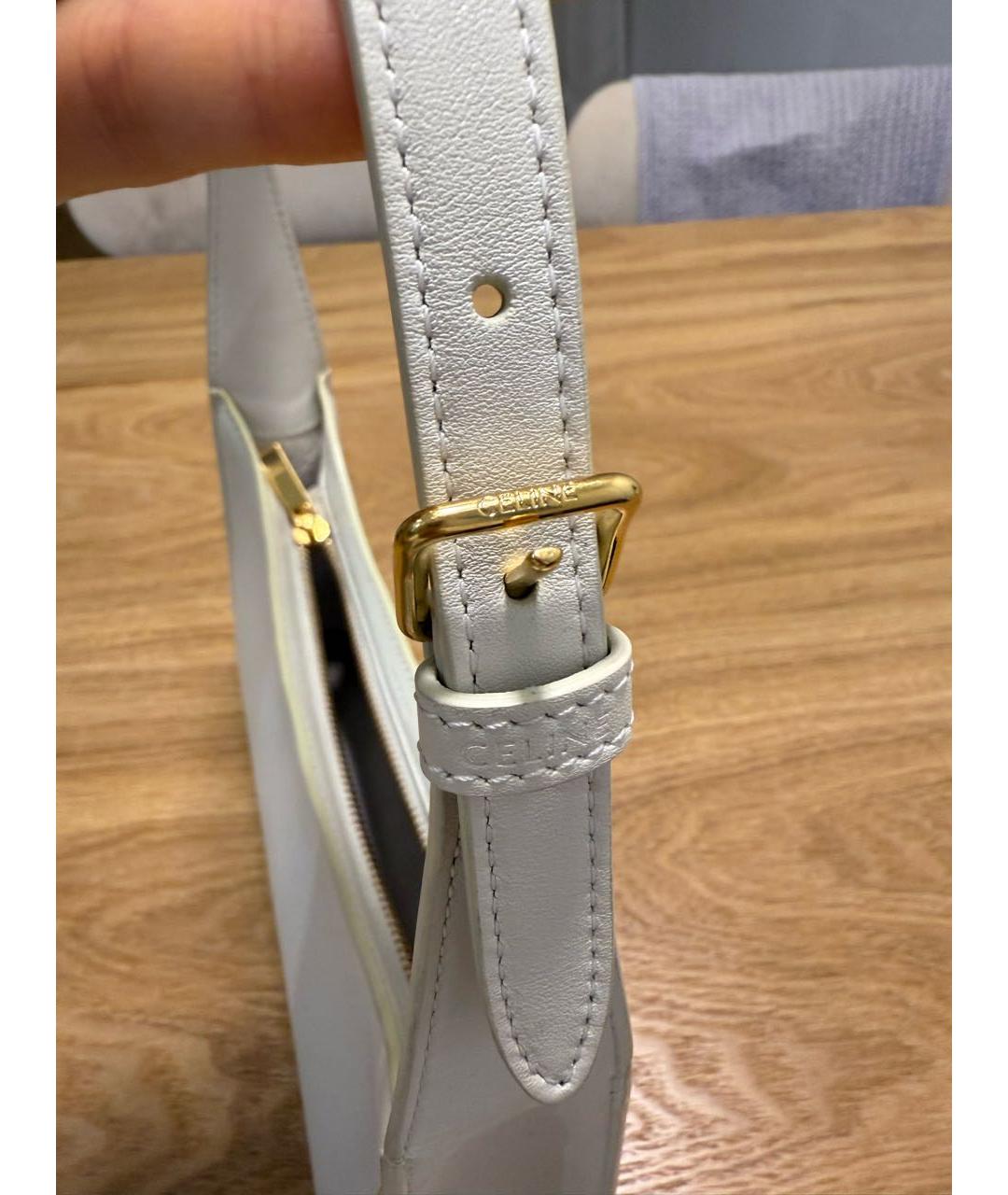 CELINE Белая кожаная сумка через плечо, фото 6