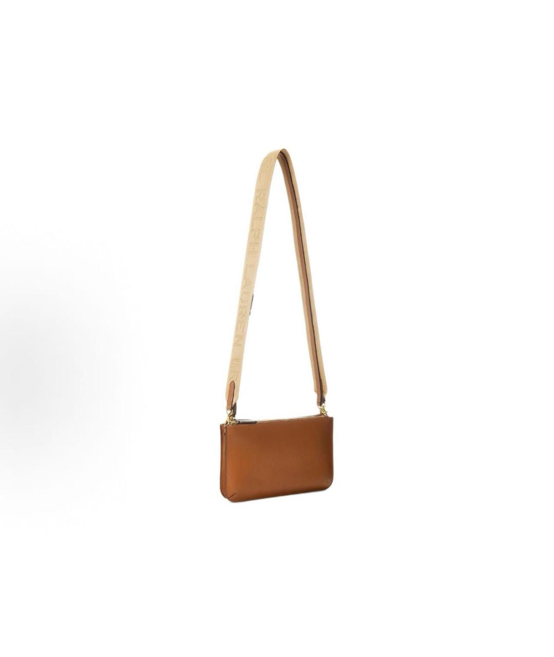 POLO RALPH LAUREN Коричневая кожаная сумка через плечо, фото 2