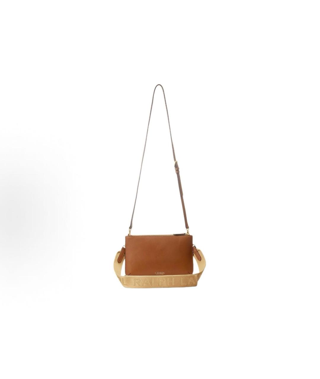 POLO RALPH LAUREN Коричневая кожаная сумка через плечо, фото 5