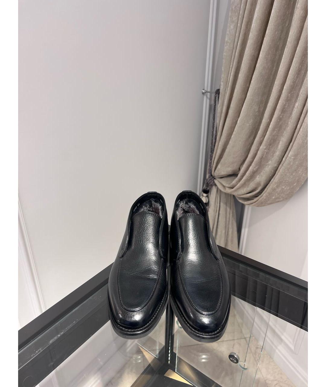 SANTONI Черные кожаные низкие ботинки, фото 2