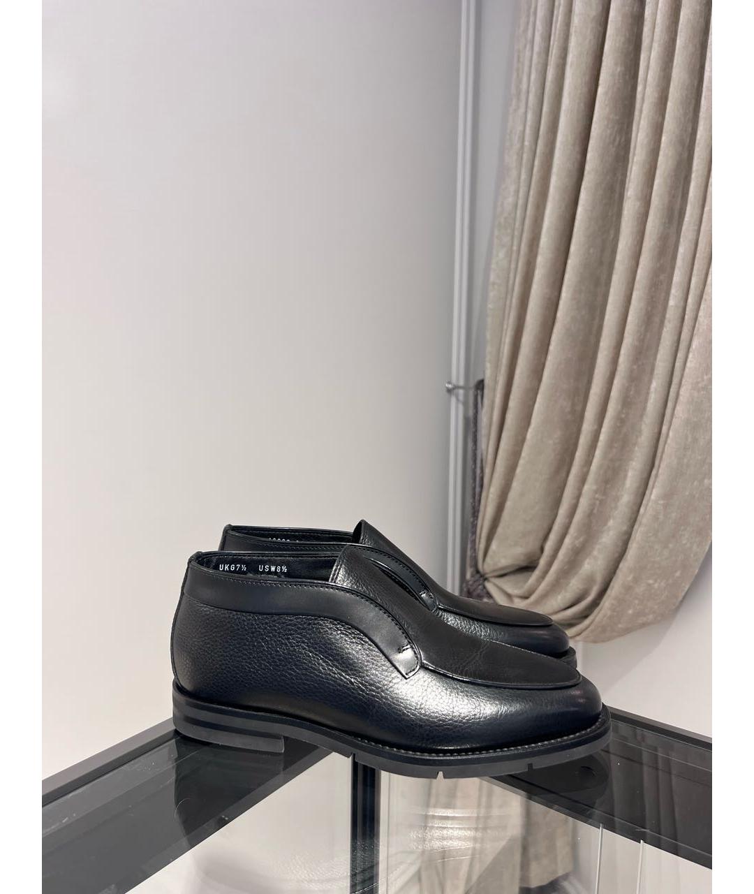 SANTONI Черные кожаные низкие ботинки, фото 3