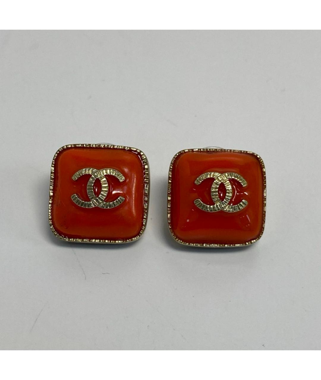 CHANEL Красные металлические серьги, фото 5