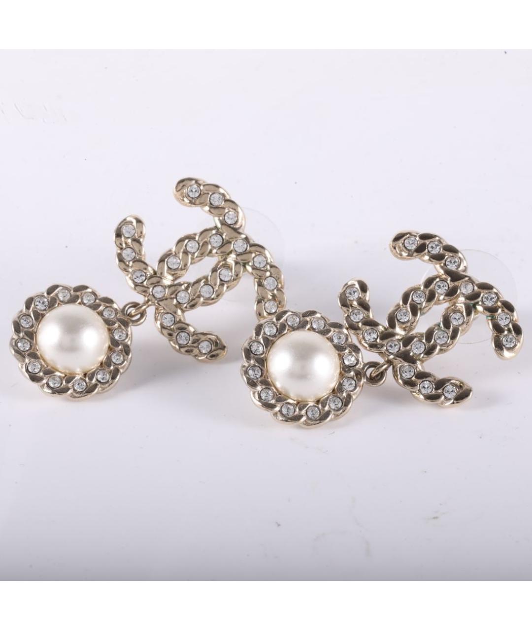 CHANEL Золотые металлические серьги, фото 2