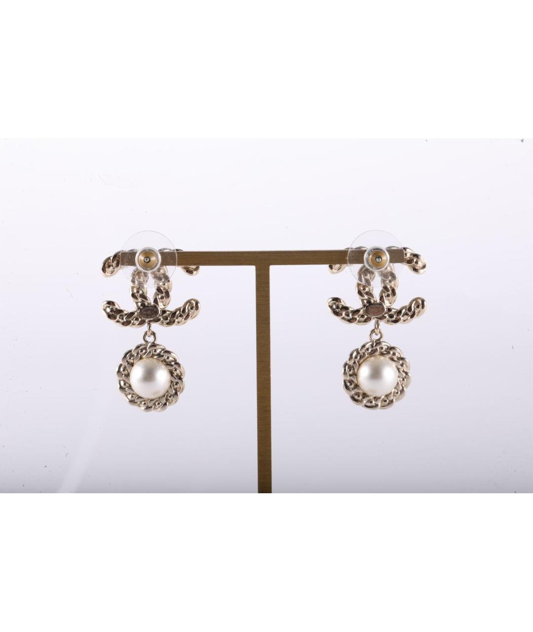 CHANEL Золотые металлические серьги, фото 3