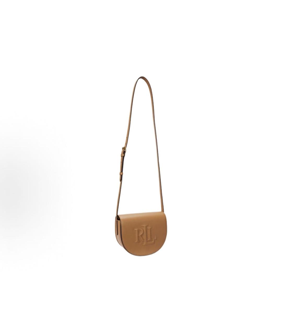POLO RALPH LAUREN Бежевая кожаная сумка через плечо, фото 2