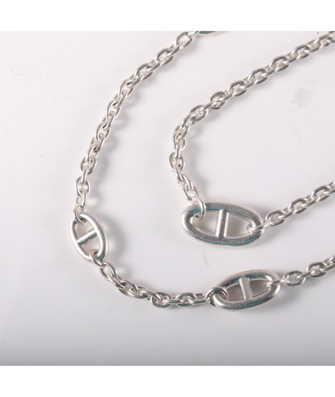 HERMES Серое серебряное колье, фото 5