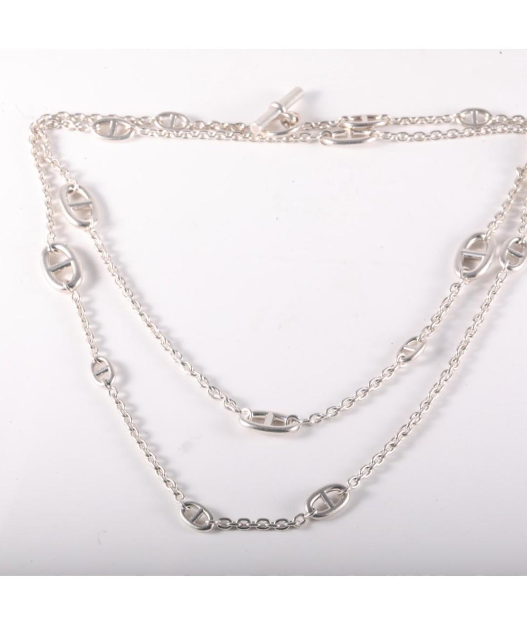 HERMES Серое серебряное колье, фото 6