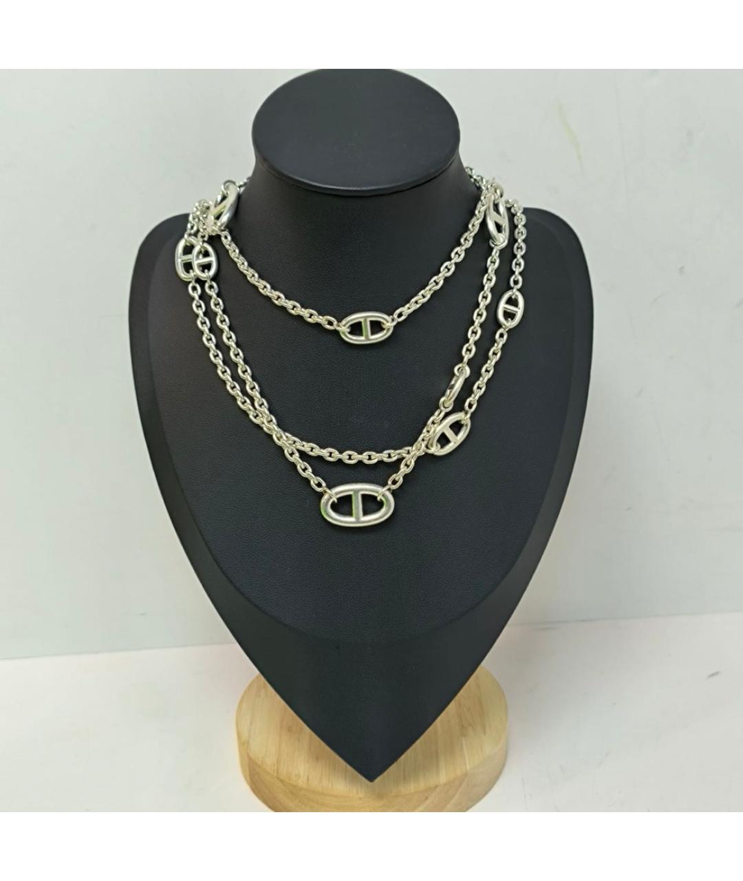 HERMES Серое серебряное колье, фото 7