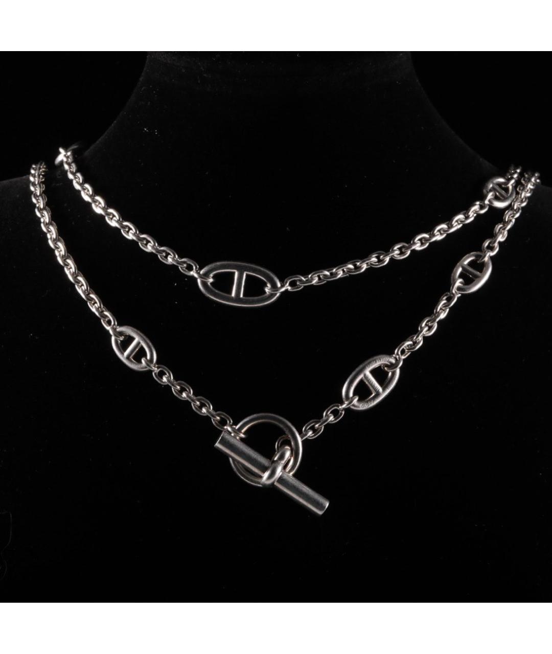 HERMES Серое серебряное колье, фото 3