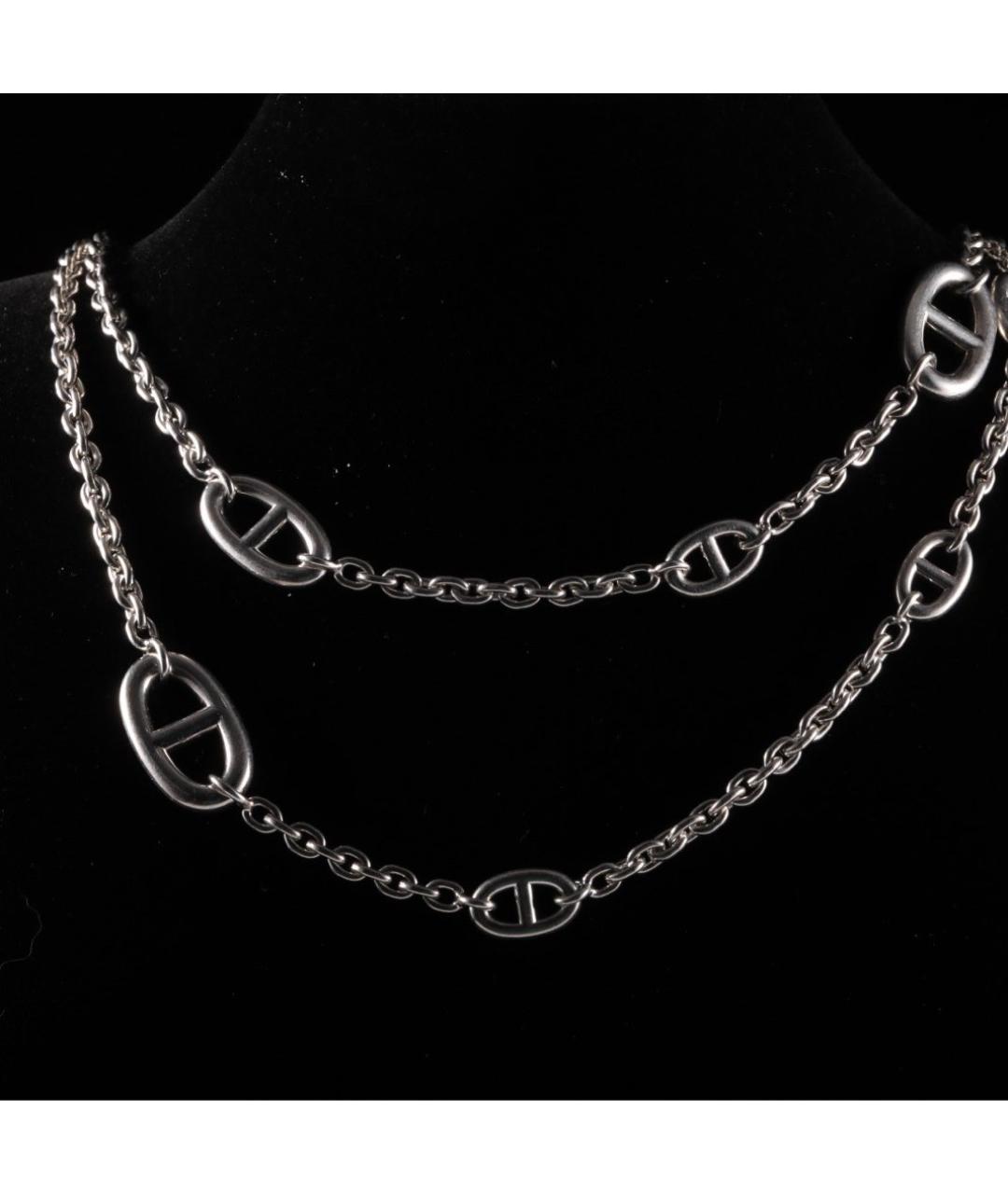 HERMES Серое серебряное колье, фото 2