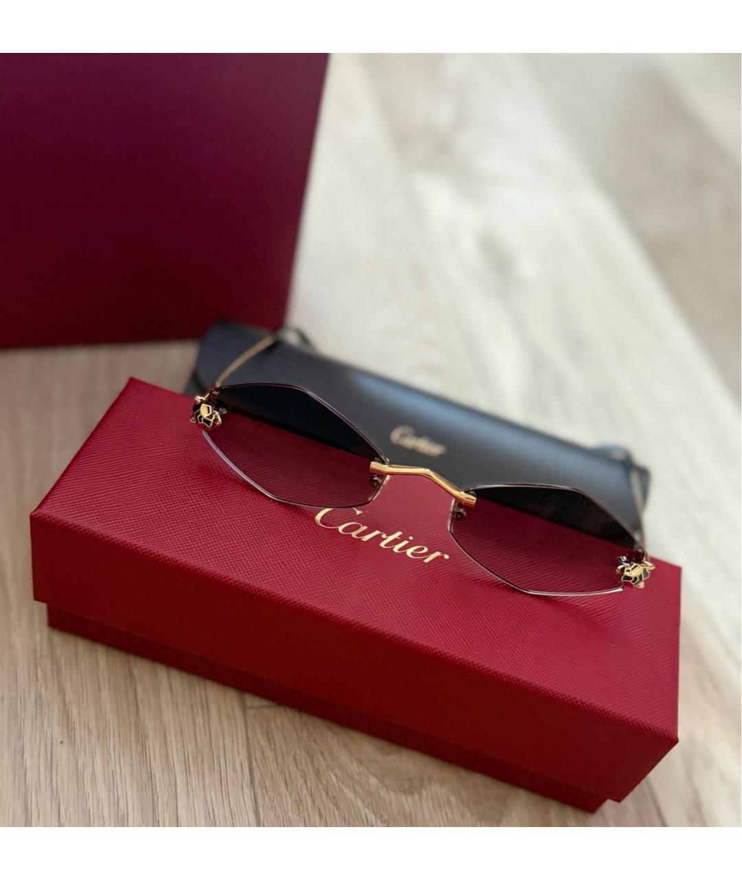 CARTIER Черные металлические солнцезащитные очки, фото 2