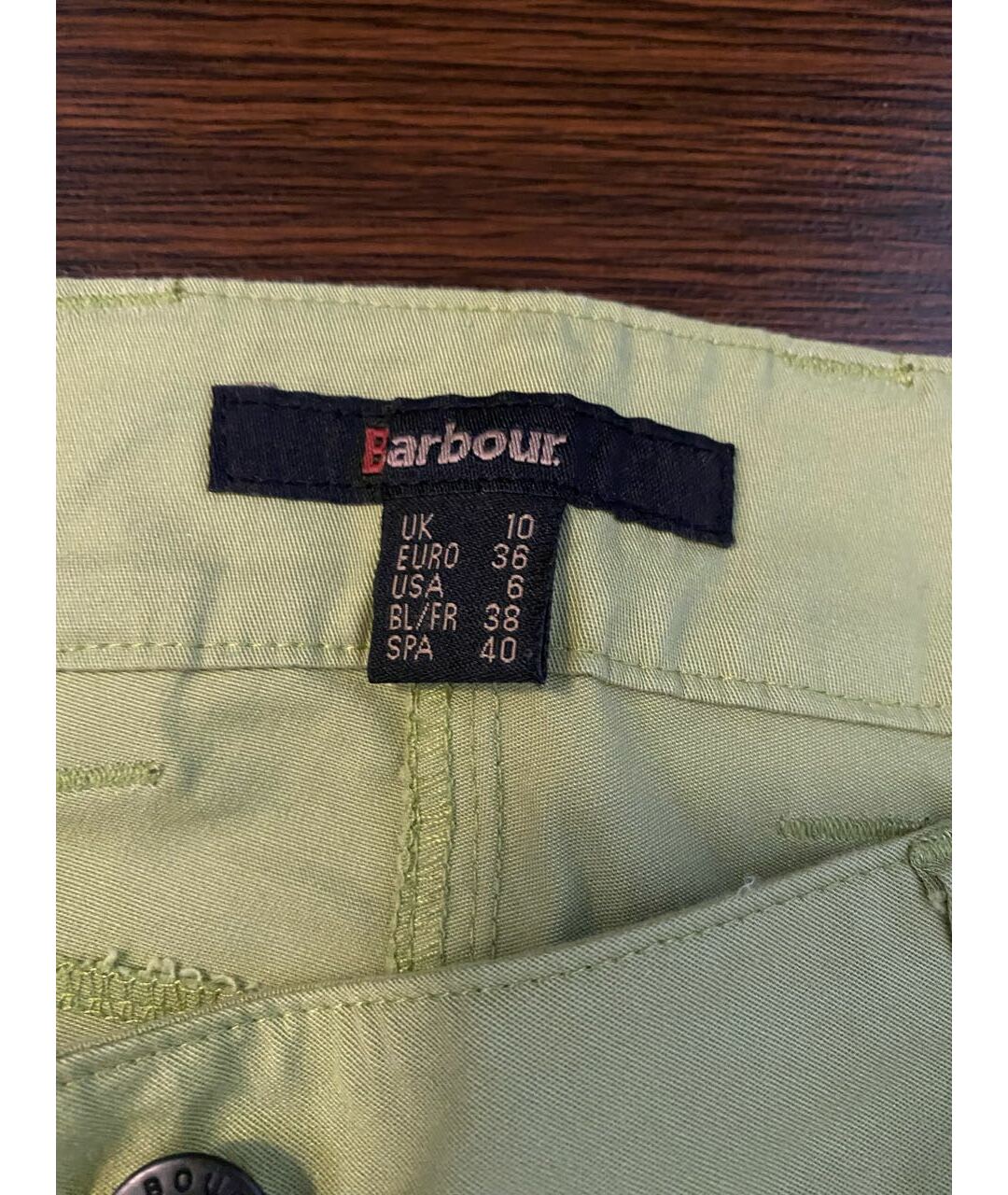 BARBOUR Салатовые хлопковые прямые брюки, фото 3
