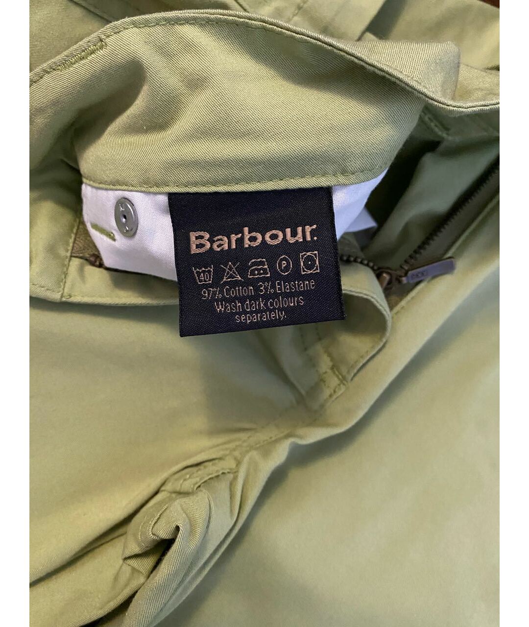 BARBOUR Салатовые хлопковые прямые брюки, фото 7