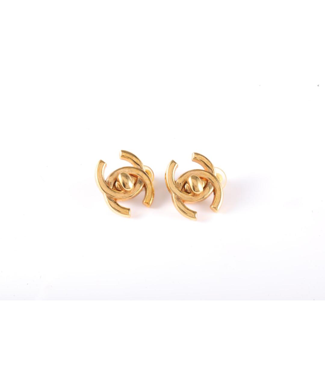 CHANEL Золотые металлические серьги, фото 2