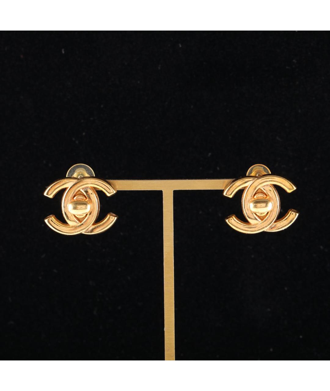 CHANEL Золотые металлические серьги, фото 7