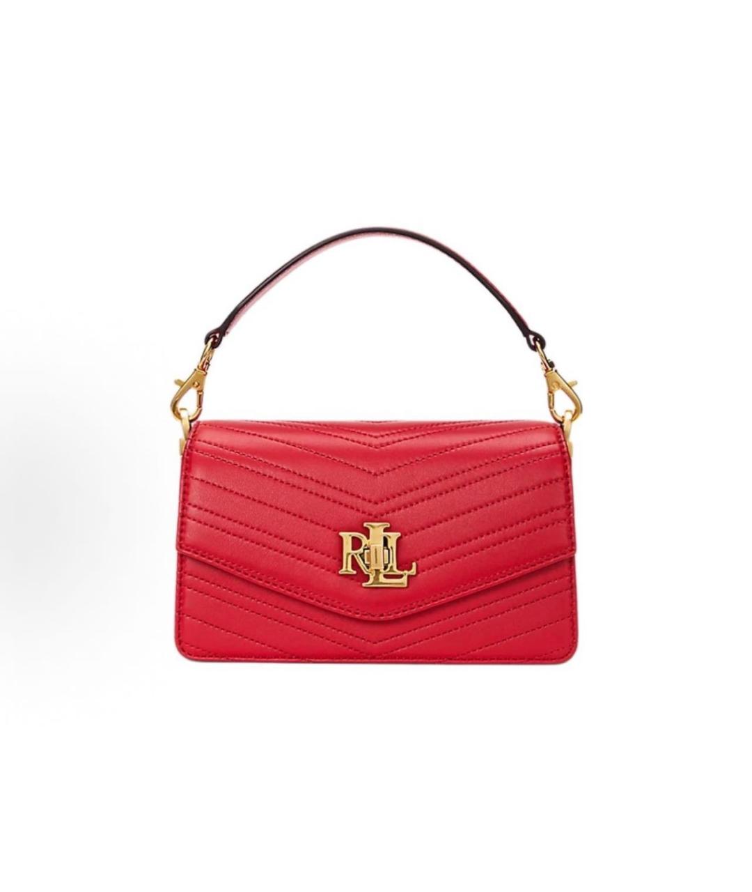 POLO RALPH LAUREN Красная кожаная сумка с короткими ручками, фото 5