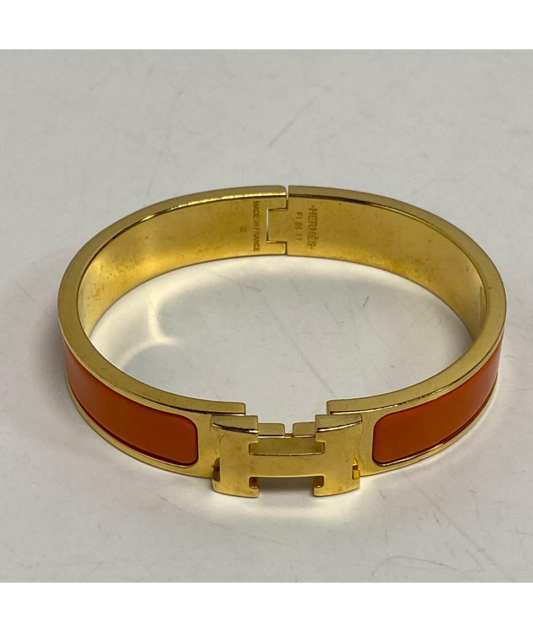 HERMES Оранжевый металлический браслет, фото 7