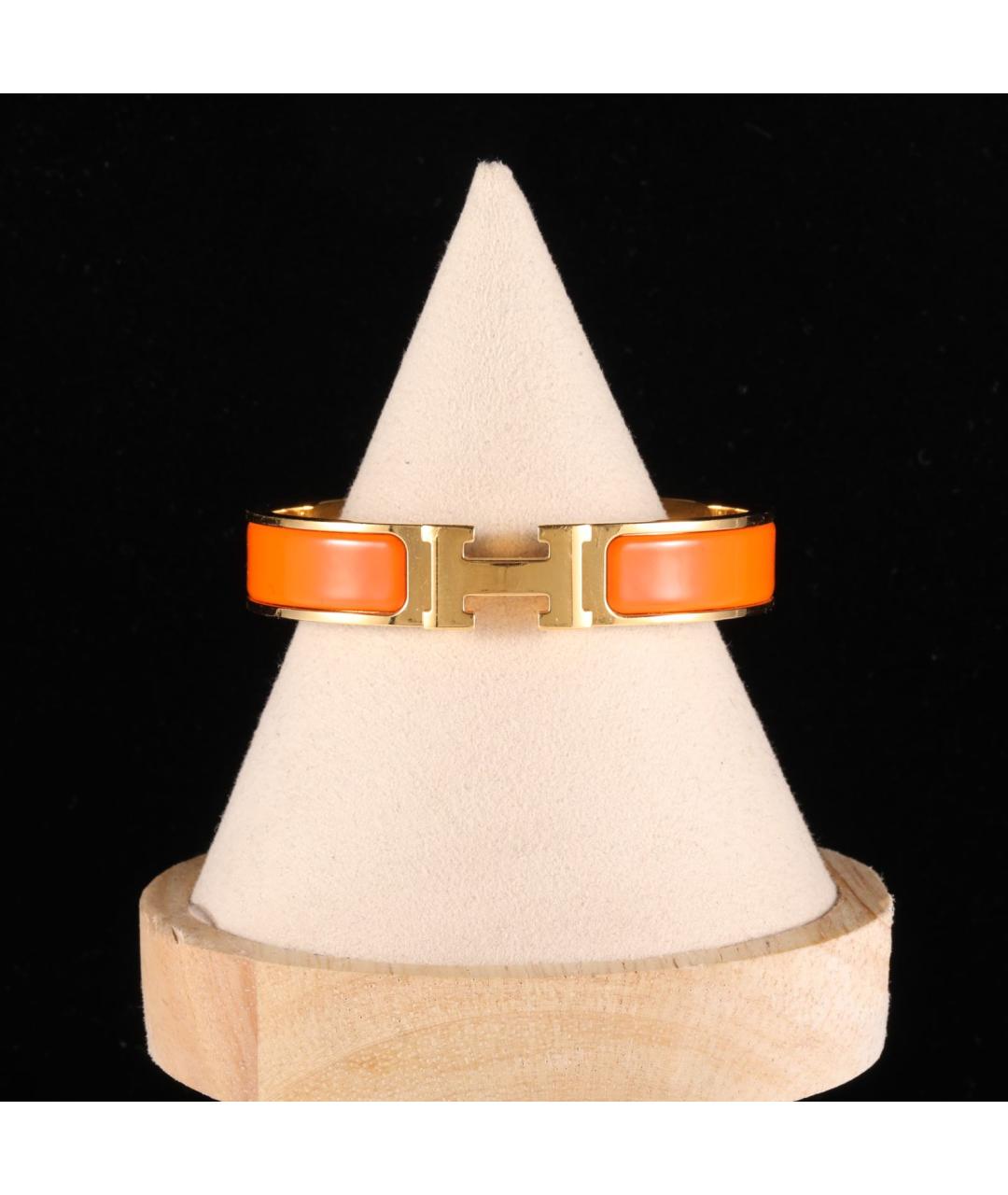 HERMES Оранжевый металлический браслет, фото 5