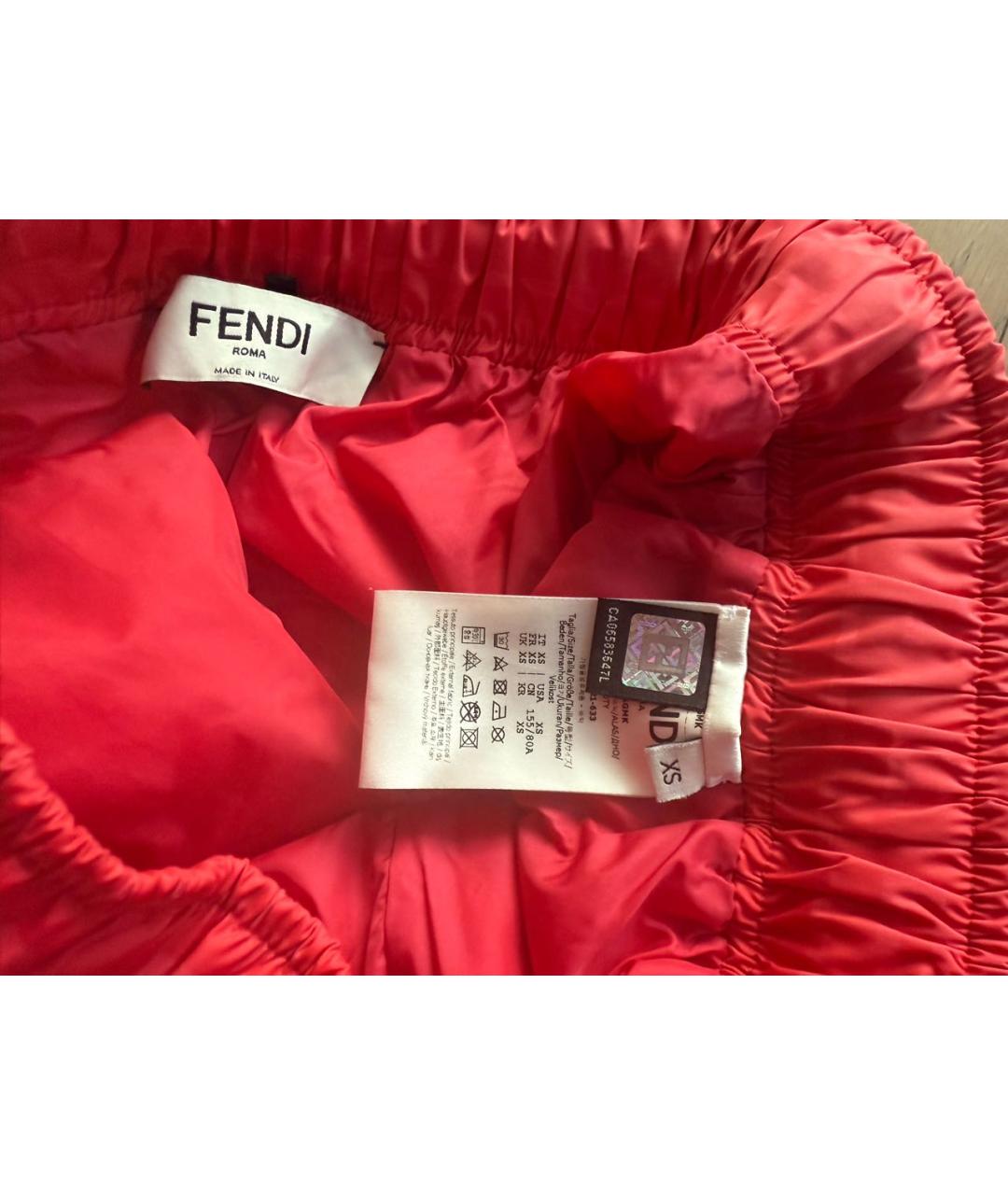 FENDI Красные атласные брюки широкие, фото 4