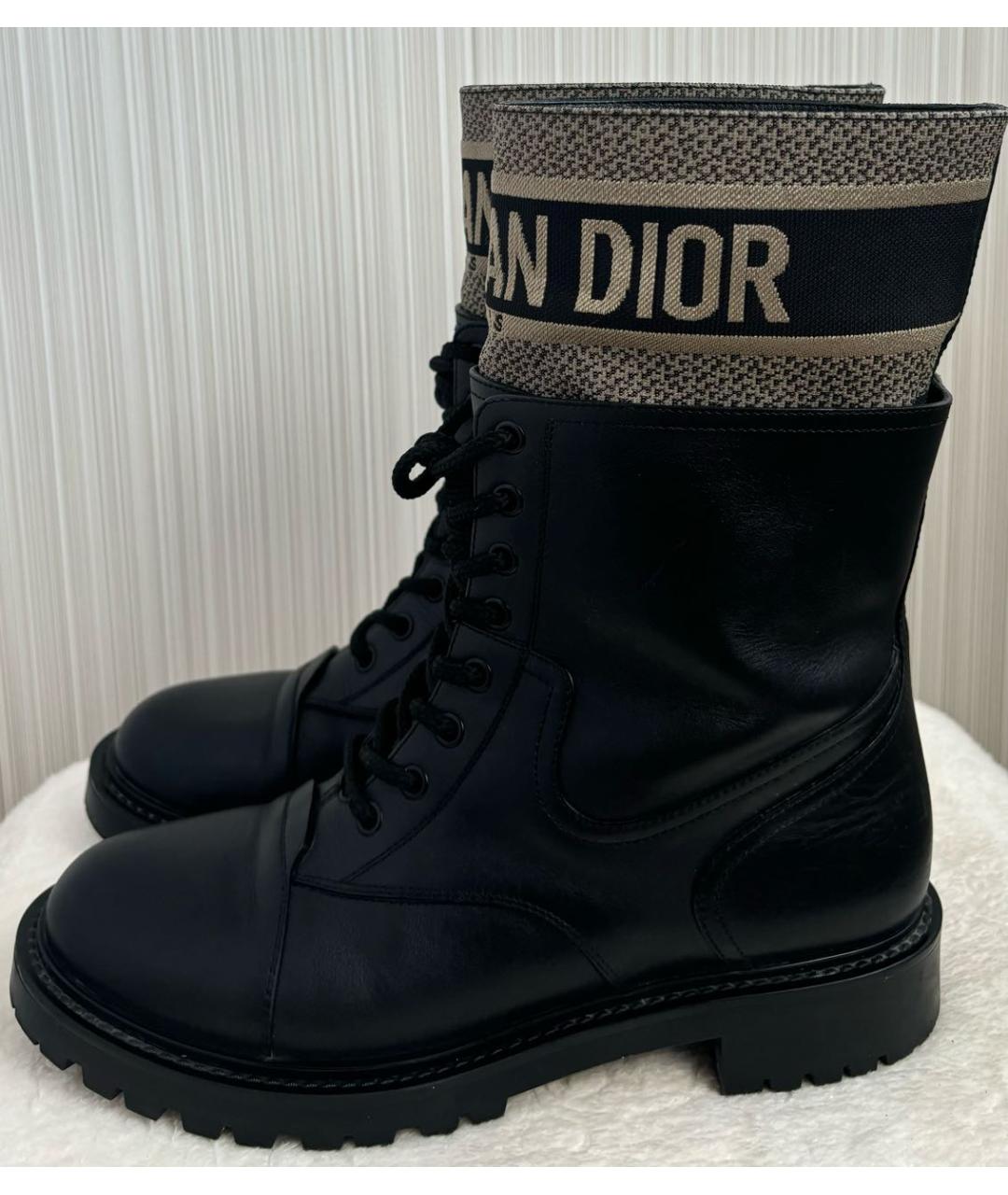 CHRISTIAN DIOR Черные кожаные ботинки, фото 3