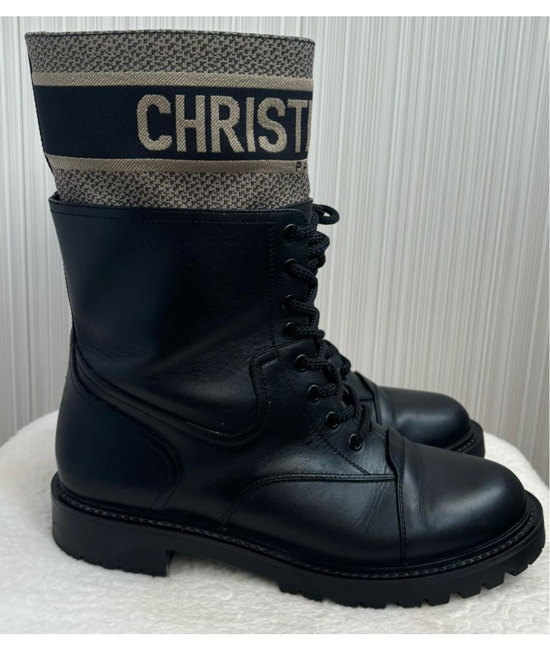 CHRISTIAN DIOR Черные кожаные ботинки, фото 9