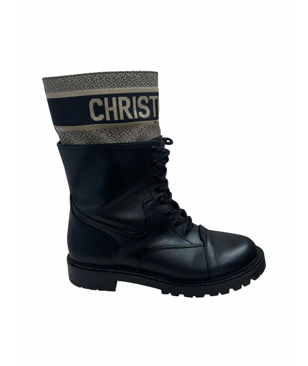 CHRISTIAN DIOR Черные кожаные ботинки, фото 1