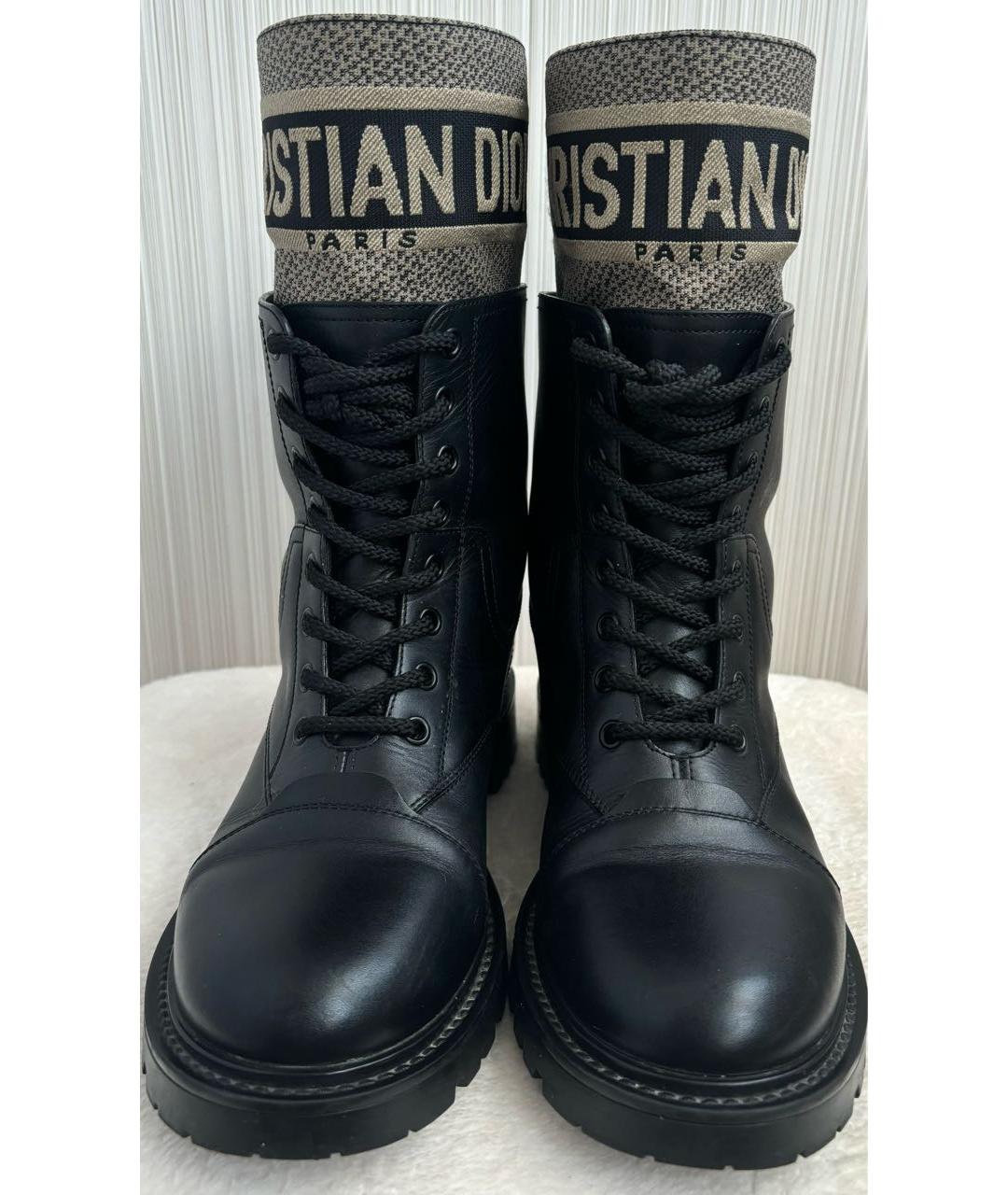 CHRISTIAN DIOR Черные кожаные ботинки, фото 2