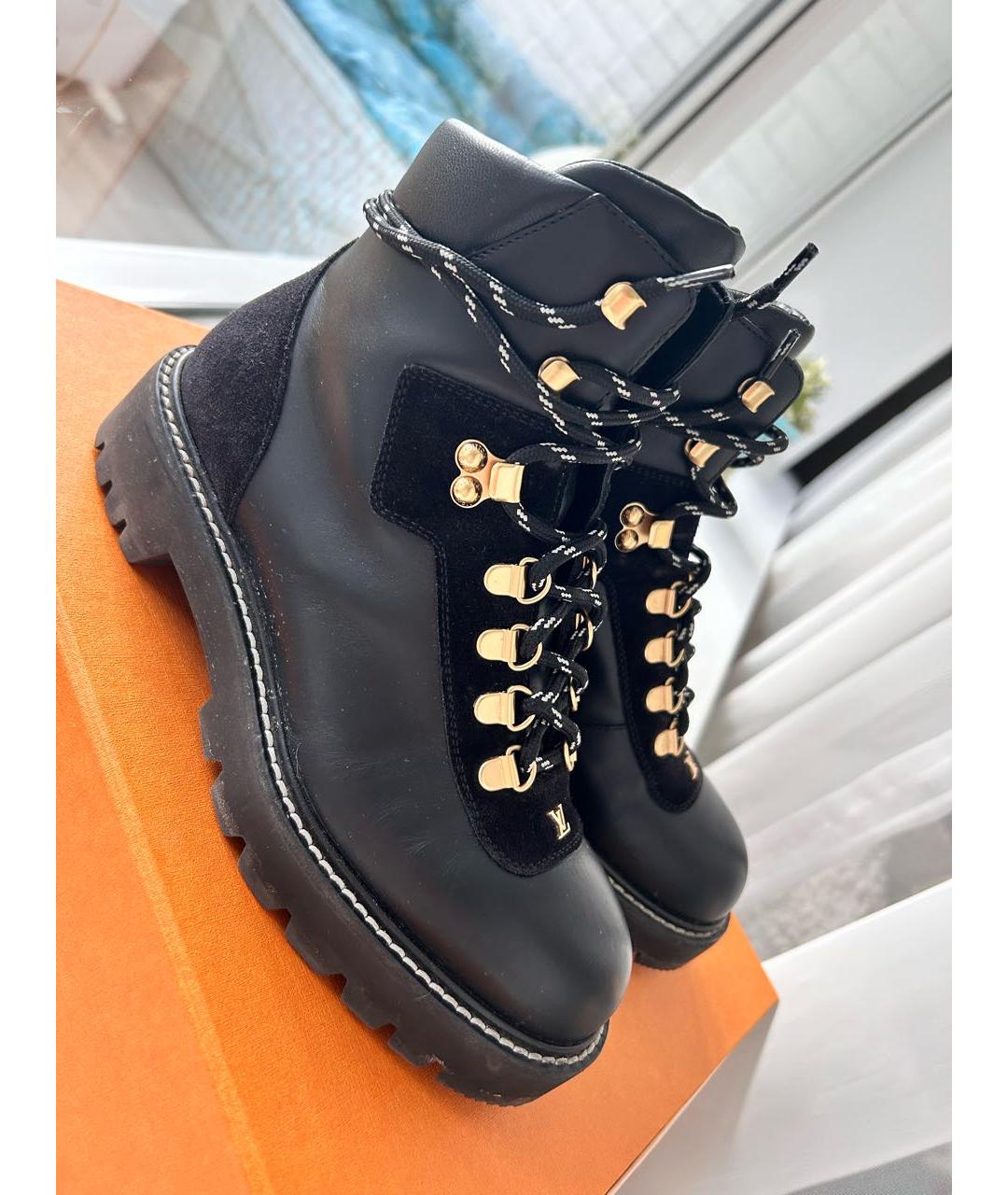 LOUIS VUITTON Черные кожаные ботинки, фото 5