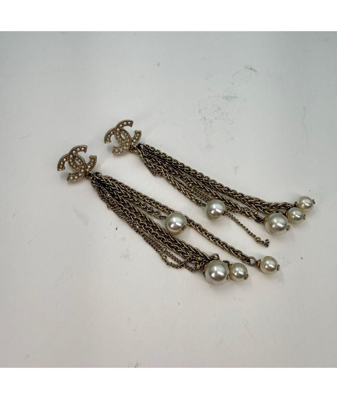 CHANEL Золотые металлические серьги, фото 3