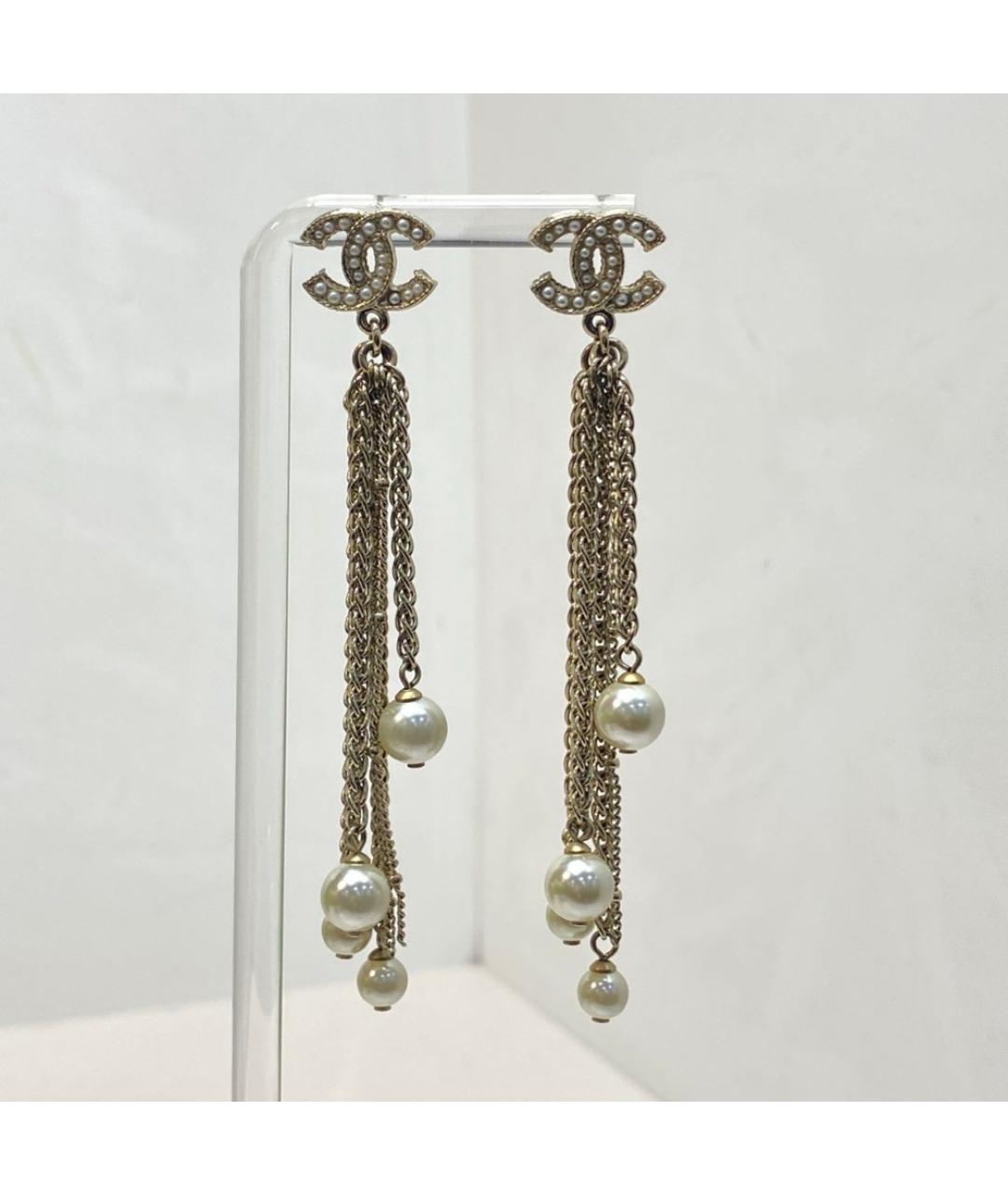 CHANEL Золотые металлические серьги, фото 6