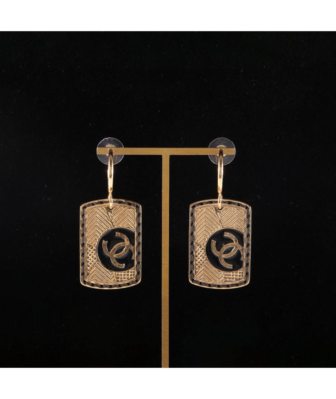 CHANEL Золотые металлические серьги, фото 6