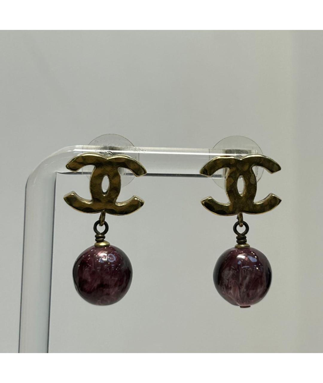 CHANEL Золотые металлические серьги, фото 8