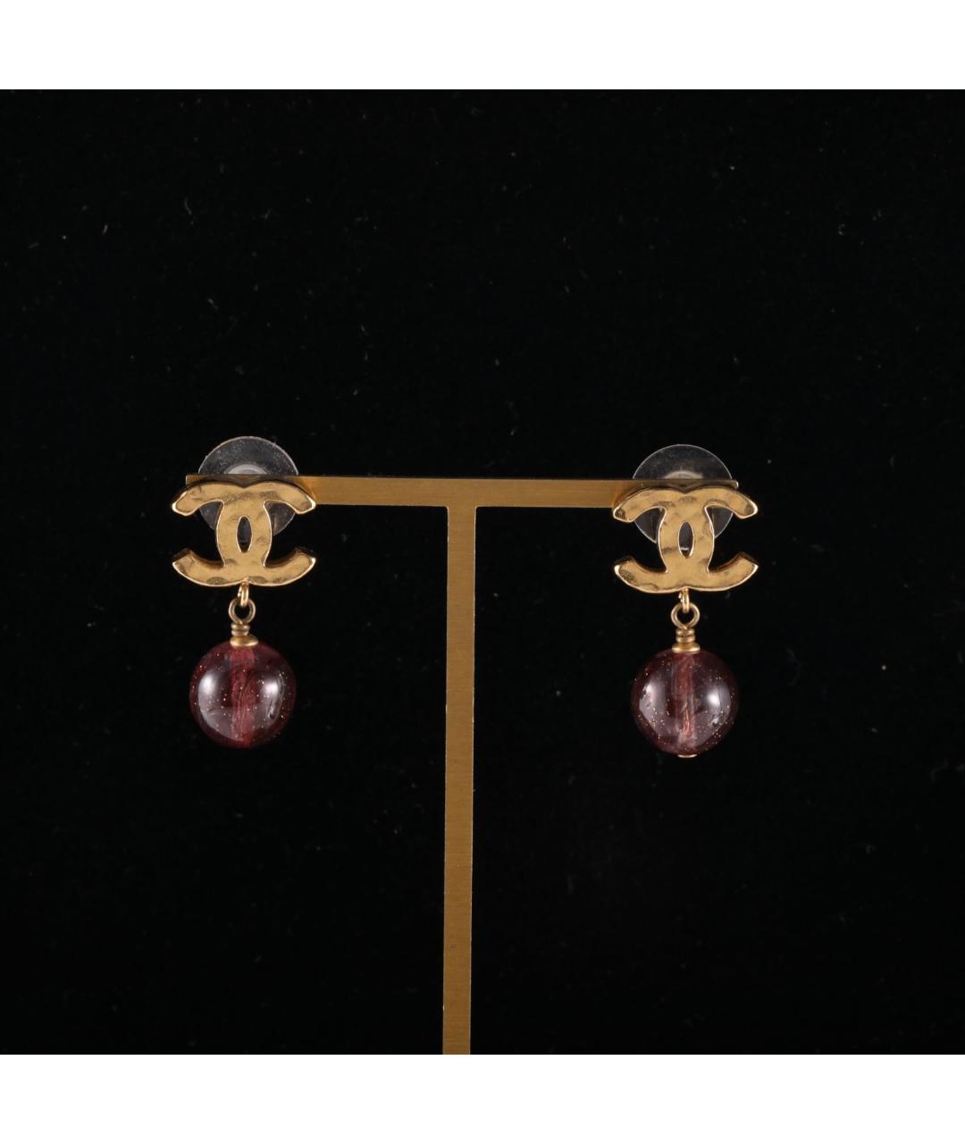 CHANEL Золотые металлические серьги, фото 7