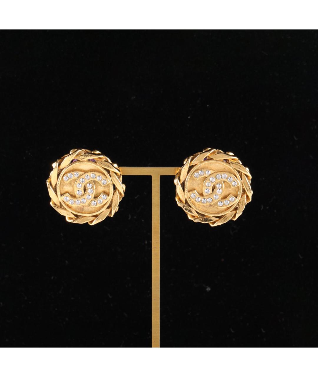 CHANEL Золотые металлические серьги, фото 7