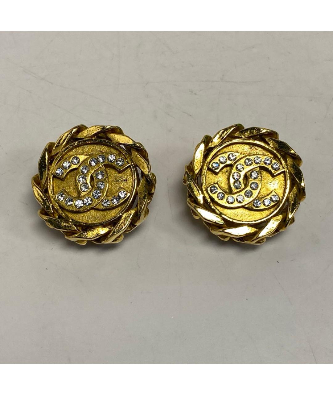CHANEL Золотые металлические серьги, фото 9