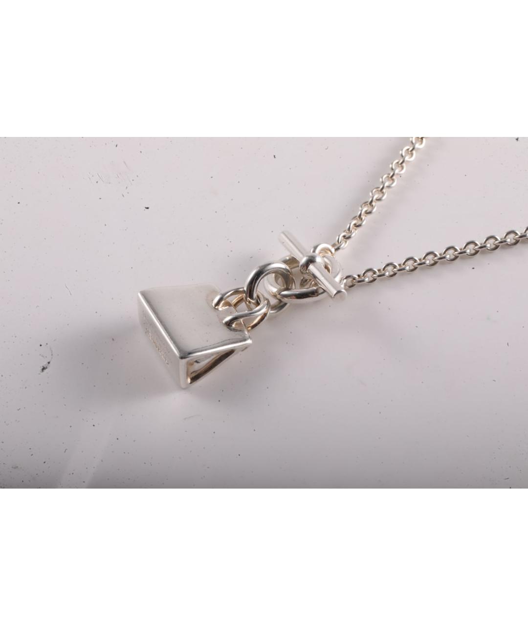 HERMES Серое серебряное колье, фото 3